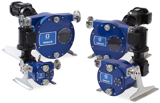 All four members of the Graco SoloTech peristaltic hose pump family